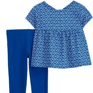 NWT Carter's Baby Girl Geometric Print Short Sleeve Top & Leggings Set